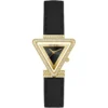 Gw0504l1 guess watch women triangle crystals black dial leather strap quartz battery analog three hand fame