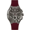 Gw0571g4 guess watch men gunmetal gray dial rubber red strap quartz battery analog headline