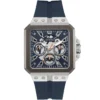 Gw0637g1 guess watch men square navy dial rubber strap quartz battery analog leo