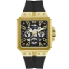 Gw0637g2 guess watch men square black dial rubber strap quartz battery analog leo