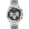 Gw0703g1 guess watch men black dial metal stainless steel silver strap quartz battery analog equity
