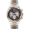 Gw0703g4 guess watch men black dial metal stainless steel silver rose gold strap quartz battery analog equity