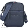 Leather tommy hilfiger crossbody messenger shoulder navy blue men bag