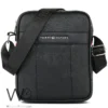 Leather tommy hilfiger crossbody shoulder black mens messenger bag