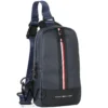 Leather tommy hilfiger crossbody sling navy blue bag for men