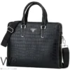 Prada black leather briefcase handbag