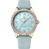 Nf5038 rg l be naviforce watch wr 3atm women mother of pearl blue dial leather strap quartz battery analog three hand for dream