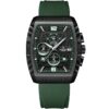 Nf8025 b gn gn naviforce watch chronograph wr 3atm men green dial rubber strap quartz battery square analog for dream