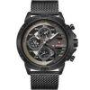 Nf9110s b w b naviforce watch 30 meters water resistant men black dial mesh stainless steel metal strap quartz battery analog for dream