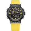 Nf9219 b y y naviforce watch wr 3bar men black dial rubber yellow strap quartz battery digital analog chronograph for dream