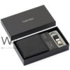 Authentic black calvin klein ck genuine leather wallet and keychain for men