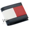 authentic tommy hilfiger flagged wallet men red white blue genuine leather h patterned