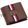 authentic tommy hilfiger wallet men brown color genuine leather th patterned