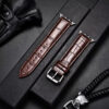 Brown Genuine Cowhide Watchband For Apple Smart Watch Bamboo Patterns Leather Strap For Iwatch Ultra 8 7 6 Se 5 4 3 2 1 With Silver Buckle | Watches Prime