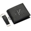 Calvin klein jeans ck men wallet keychain black genuine leather gift set