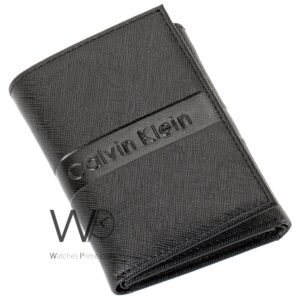 calvin klein jeans genuine leather for men trifold black wallet