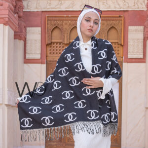 chanel-black-cashmere-wool-scarf-wrap-shawl-for-women_2