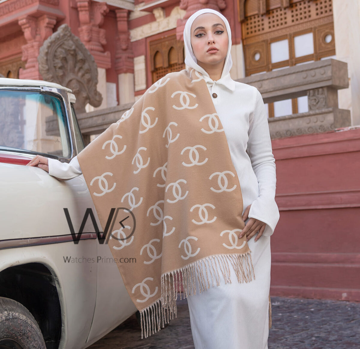 Chanel Cashmere Wool Scarf Beige For Ladies | Watches Prime