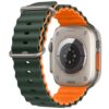 Dark green orange rubber ocean band for apple watch correa silicone bracelet for iwatch ultra 2 serie 7 6 se 8 9 10 strap with silver buckle 38 40 41 42 44 45 46 49mm
