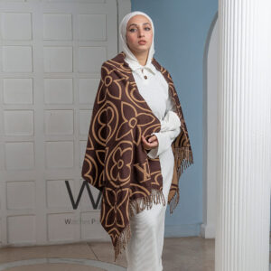 شال سكارف ماركة لويس فيتون LV من صوف الكشمير بلون بني | واتشز برايم