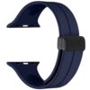 Midnight blue rubber magnetic silicone strap for apple smart watch band for iwatch series 9 8 7 se 6 5 4 3 ultra with black buckle 40 41 42 44 45 49mm