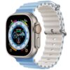 Mist Blue Starlight Rubber Ocean Band For Apple Watch Correa Silicone Bracelet For Iwatch Ultra 2 Serie 7 6 Se 8 9 10 Strap With Silver Buckle | Watches Prime