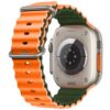 Orange Army Green Rubber Ocean Band For Apple Watch Correa Silicone Bracelet For Iwatch Ultra 2 Serie 7 6 Se 8 9 10 Strap With Silver Buckle | Watches Prime