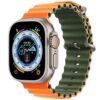 Orange Army Green Rubber Ocean Band For Apple Watch Correa Silicone Bracelet For Iwatch Ultra 2 Serie 7 6 Se 8 9 10 Strap With Silver Buckle | Watches Prime