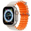 Starlight Orange Rubber Ocean Band For Apple Watch Correa Silicone Bracelet For Iwatch Ultra 2 Serie 7 6 Se 8 9 10 Strap With Silver Buckle | Watches Prime