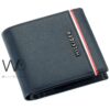 Tommy hilfiger authentic wallet for men blue genuine leather hilfiger side bas relief