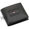 Tommy hilfiger wallet for men genuine leather black authentic flag patterned
