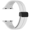 White rubber magnetic silicone strap for apple smart watch band for iwatch series 9 8 7 se 6 5 4 3 ultra with black buckle 40 41 42 44 45 49mm