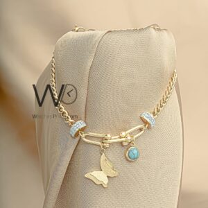 gold stainless steel bracelet for women with gold butterfly 3