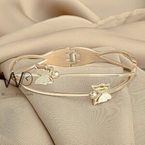 rose gold bracelet double for women stainless steel with two butterflies 3