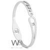 silver stainless steel bracelet for women with crystals and diamonds