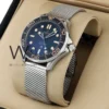 Omega Blue Watch For Men Silver Mesh Strap | Watches Prime