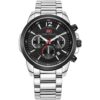 mf0087g 01 mini focus watch for men black dial stainless steel metal silver strap quartz battery analog chronograph