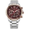 mf0087g 04 mini focus watch for men brown dial stainless steel metal silver strap quartz battery analog chronograph