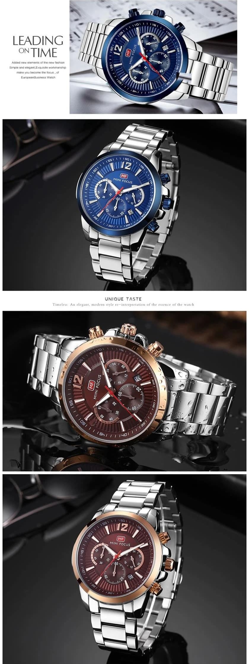 mf0087g mini focus watch for men black dial stainless steel metal silver strap quartz battery analog chronograph 13