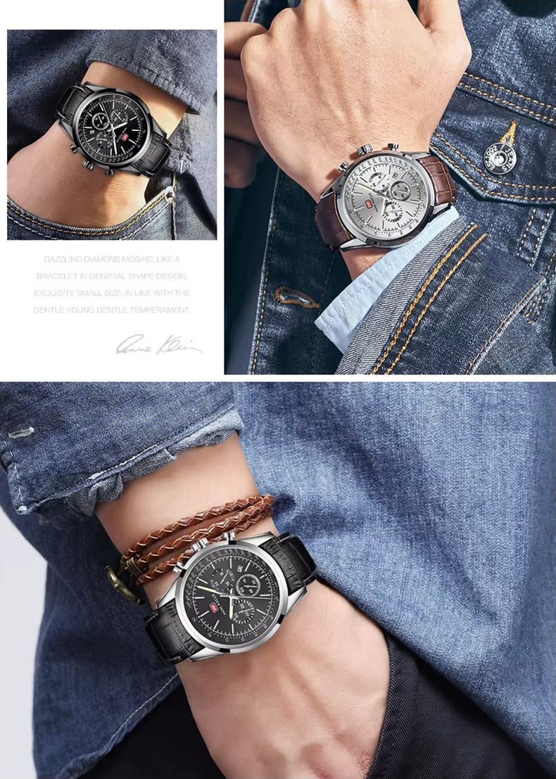 mf0116g mini focus watch for men black dial leather strap quartz battery analog chronograph 13