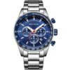mf0187g 03 mini focus watch for men blue dial stainless steel metal silver strap quartz battery analog chronograph