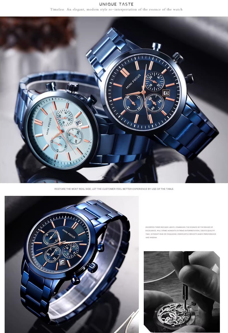 mf0188g mini focus watch for men black dial stainless steel metal strap quartz battery analog chronograph 11