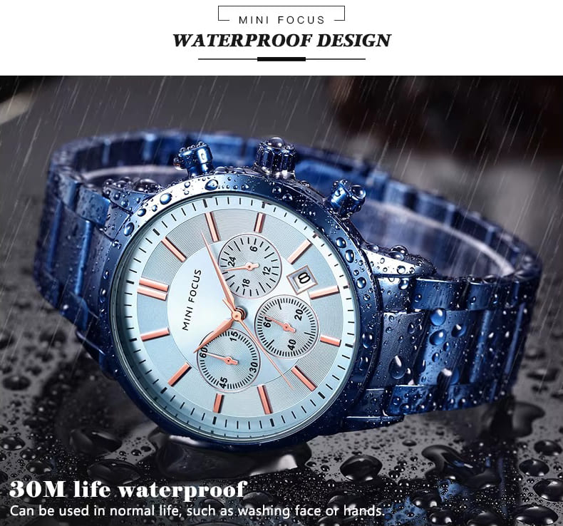 mf0188g mini focus watch for men black dial stainless steel metal strap quartz battery analog chronograph 9