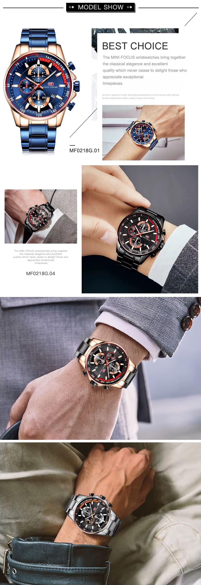 mf0218g mini focus watch for men blue dial stainless steel metal strap quartz battery analog chronograph 13
