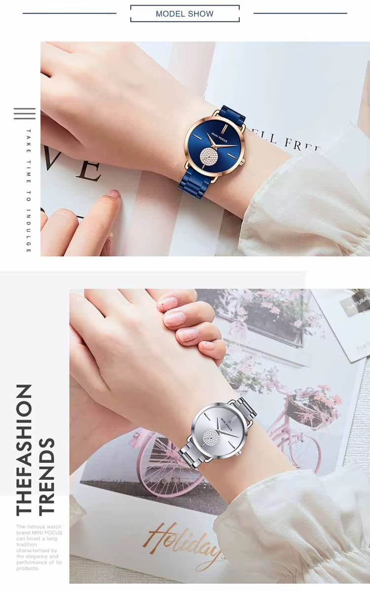mf0222l mini focus watch for women crystals silver dial stainless steel metal strap quartz battery analog 15