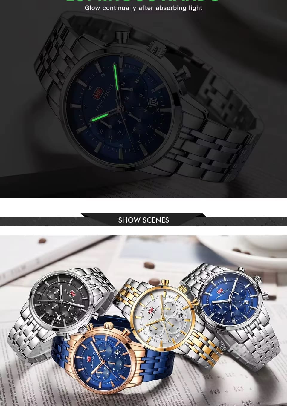 mf0282g mini focus watch for men silver dial stainless steel metal strap quartz battery analog chronograph 13