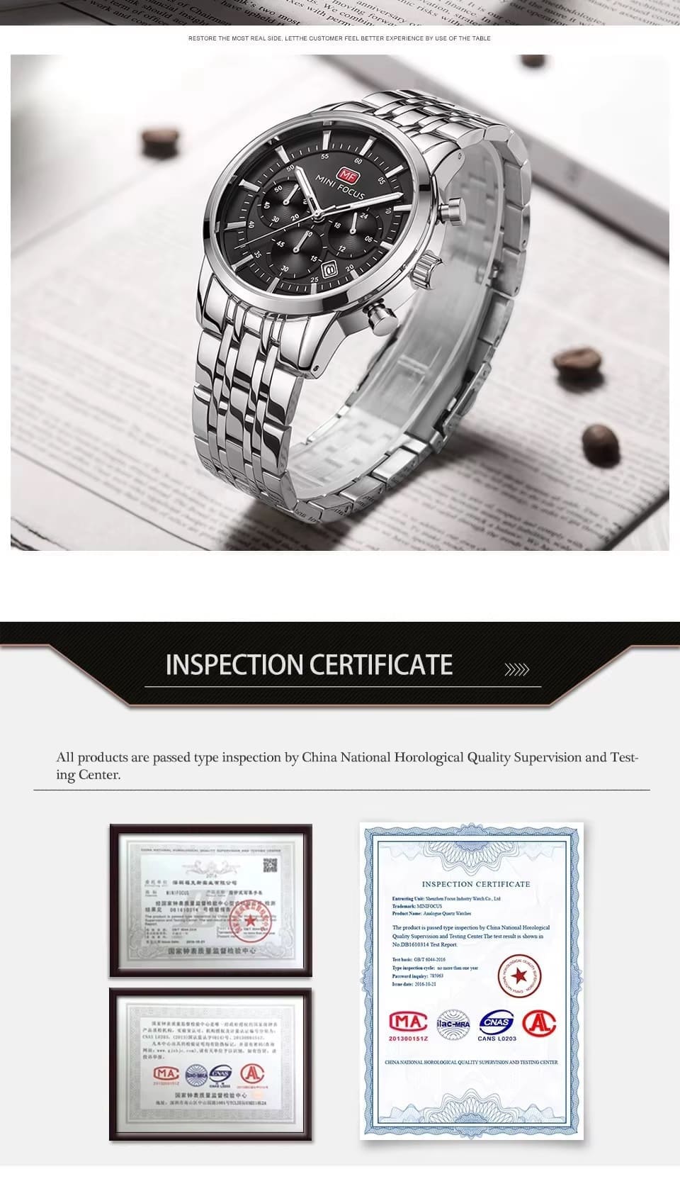 mf0282g mini focus watch for men silver dial stainless steel metal strap quartz battery analog chronograph 15