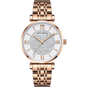 mf0334l 03 mini focus watch for women crystals silver dial leather brown strap quartz battery analog