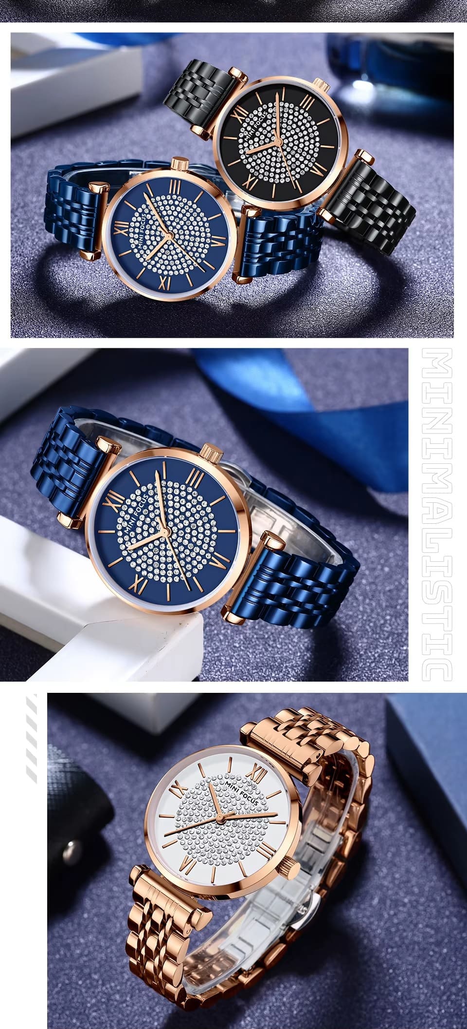 mf0334l mini focus watch for women crystals silver dial leather white strap quartz battery analog 17