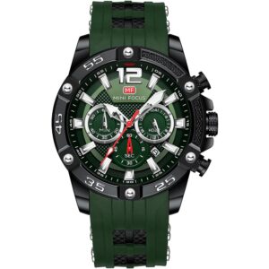 mf0349g 05 mini focus watch for men green dial rubber strap quartz battery analog chronograph